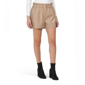 NWT Laundry Faux Leather Shorts in Caramel Beige | Size M